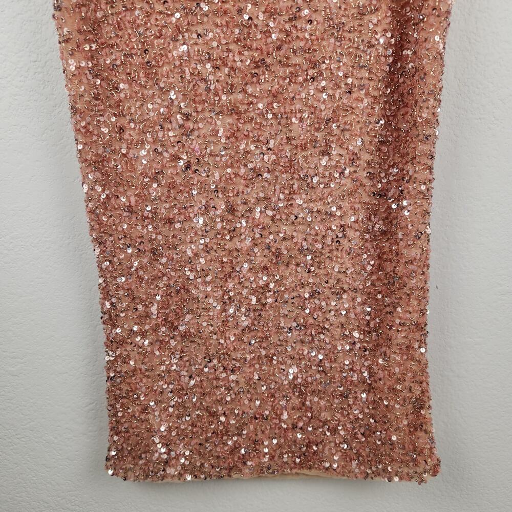 Retrofete Lowe Sequin Beaded Skirt in Dusty Peach Midi Size Small - Picture 5 of 9